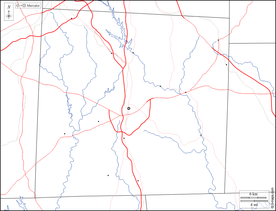 Comté de Randolph : d-maps.com: carte géographique gratuite, carte géographique muette gratuite, carte vierge gratuite, fond de carte gratuit, formats graphiques courants : frontières, hydrographie, principales villes, routes, blanc