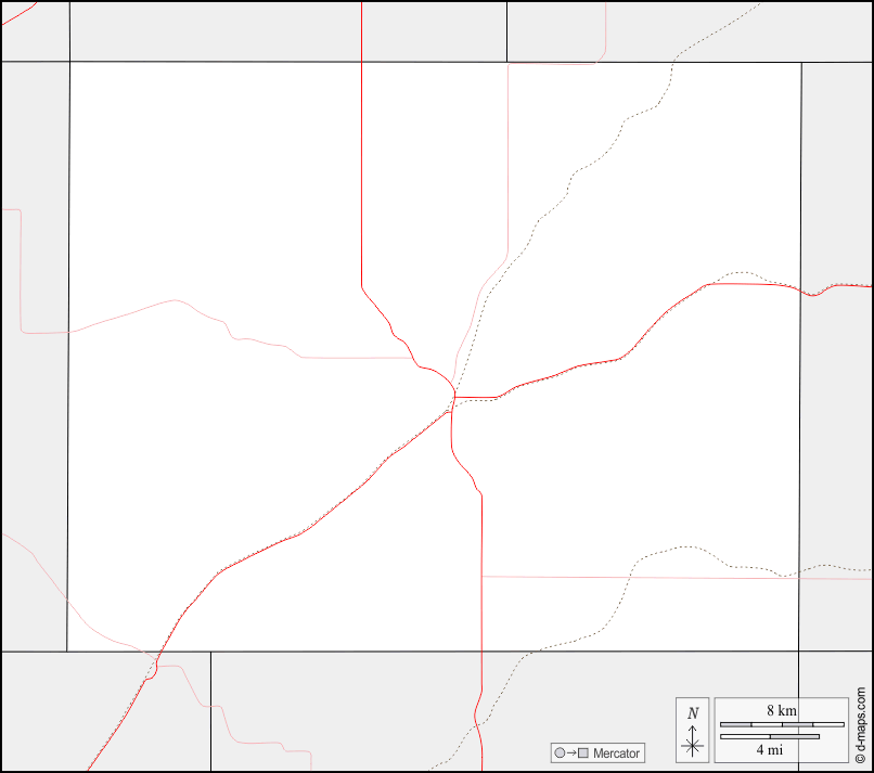 克勞福德縣 : d-maps.com: 免费地图, 免费的空白地图, 免费的轮廓地图, 免费基地地图 : 边界, 道路