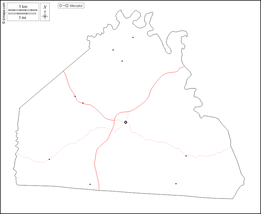 Condado de Allen : d-maps.com: mapa gratuito, mapa mudo gratuito, mapa en blanco gratuito, plantilla de mapa : contornos, principales ciudades, carreteras, blanco