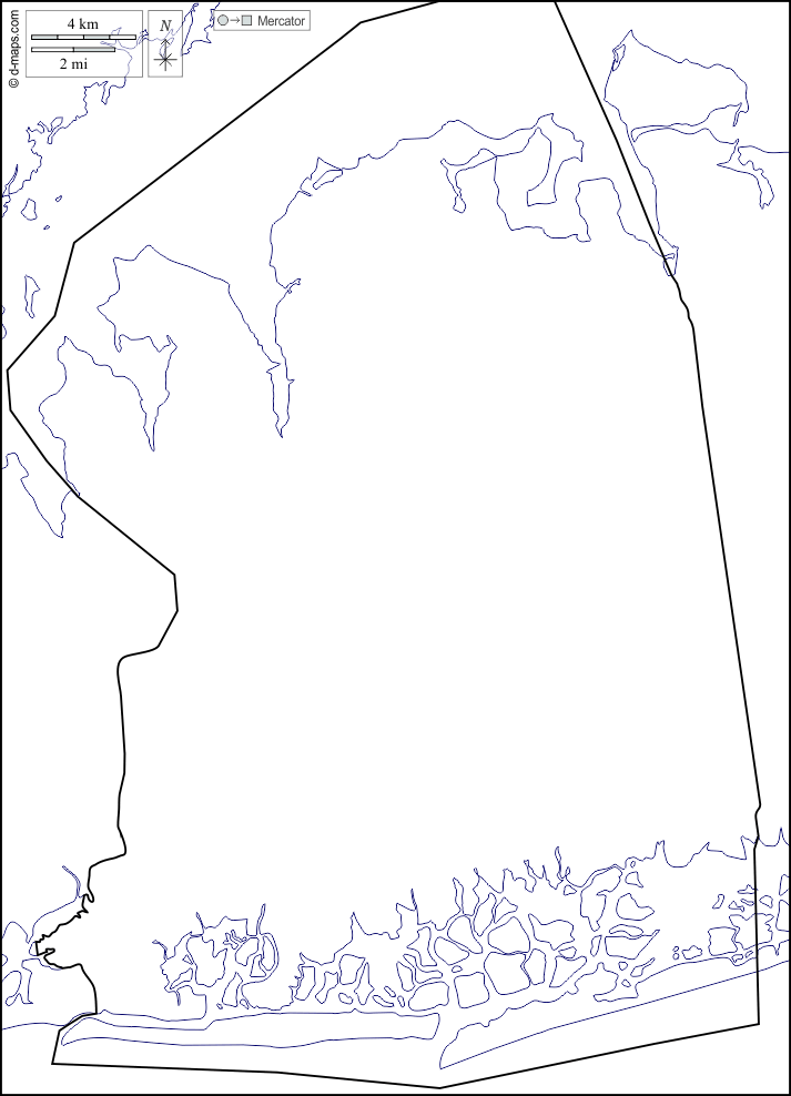 拿骚县 : d-maps.com: 免费地图, 免费的空白地图, 免费的轮廓地图, 免费基地地图 : 海岸, 大纲, 白