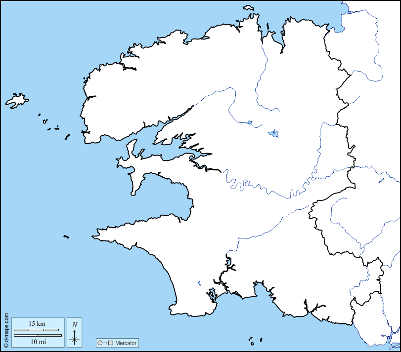 Finistère : d-maps.com: carte géographique gratuite, carte géographique muette gratuite, carte vierge gratuite, fond de carte gratuit, formats graphiques courants : littoraux, limites, hydrographie
